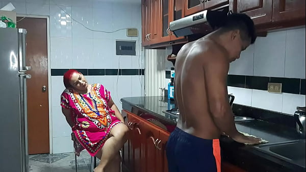 Mature woman masturbates watching her stepson