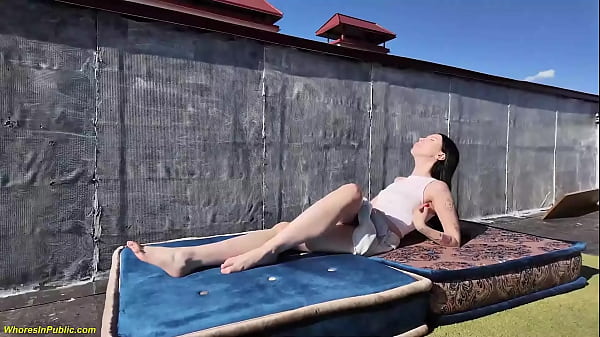 hot skinny milf ass fucked on a public roof