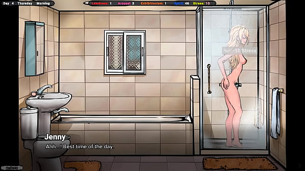 A sweet girl is thinking about jerking off in the shower. Hentai Game