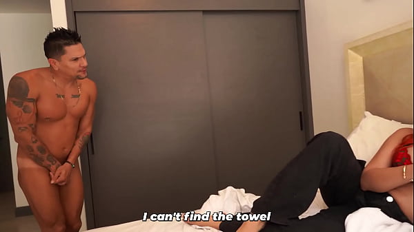 Busty redhead plays a joke on her brother-in-law in the shower