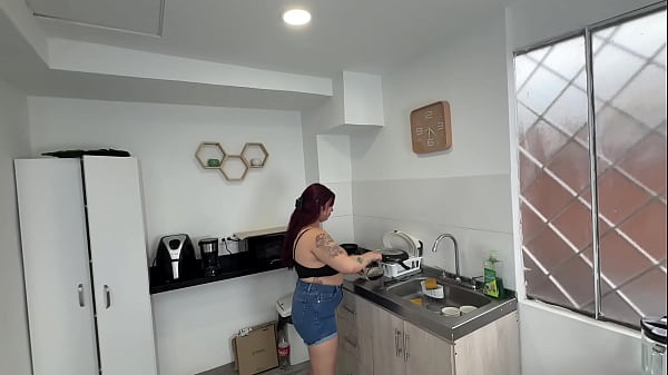 My roommate is obsessed with my big boobs, I let him cum on them – Jenn Boobs