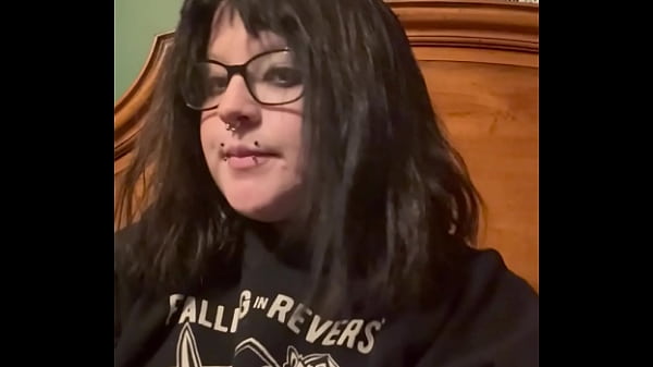 stoner nerdy goth shyly shows off her titties!