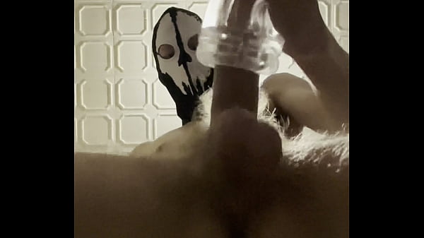 7 inch (18cm) Hot Cock owned by a Masked Slim Twink. Flashlight intense masturbation, Moaning.