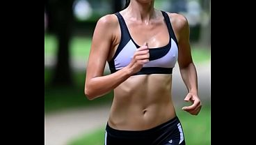 Mature MILF Jogging in Park with Huge Natural Bouncing Tits and nipple slip Compilation 1 [AI generated]