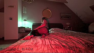 secretary in sexy pantyhose, grey silk top and high heels rides boss cock for cum in nylon – business-bitch