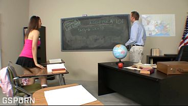 Brunette school teen like the hot cock of teacher fucking her wet pussy