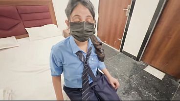 Desi teen with school girl in Oyo hardcore sex hindi audio