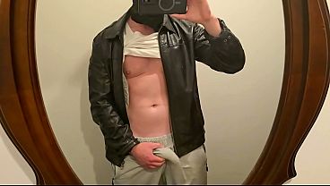 Home Unpack in Black Leather Jacket from PhantomGentX! Dominant Master Flexes Muscles & Cums Big Cock
