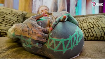 Inked Goddess in Heels & White Lace Rubs Her Pussy Like She Owns It