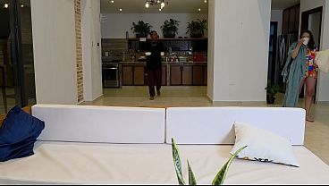 My stepsister invites me to watch a movie, and we end up having rough, interracial family sex.