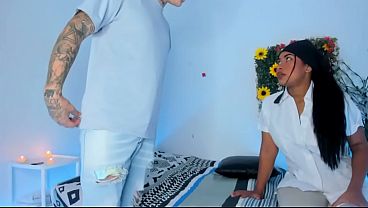 Professional cosmetologist and massage therapist ends her appointment with a happy ending