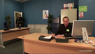 The cute brunette loves group sex and this time she has is with three guys