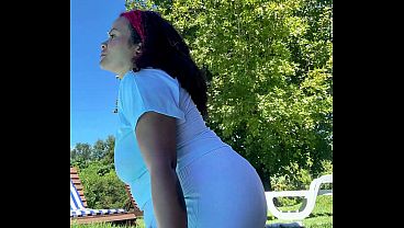 Chubby Latina Big Ass Farting by the Pool Relaxed Summer Gas Vibes