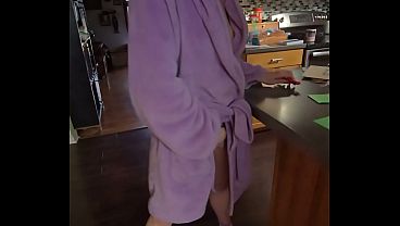 Milf sucks before counter fuck and cum on ass