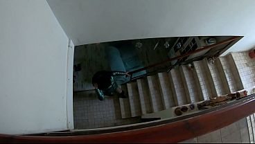 Slutty Mature Orgasm – Blowjob & Cum on Green Shiny Downjacket