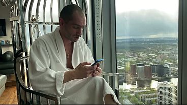 A cuckold licks the cum of a girl’s fucker after a hot fuck in front of him