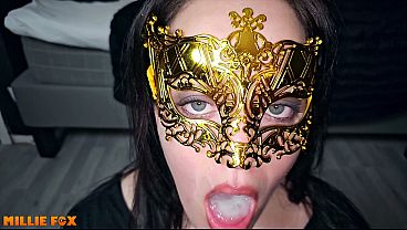 Amateur Milf enjoys a huge load of cum before swallowing it – Millie Fox