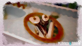 Beautiful petite tattooed teen model Junipr Keiko bathroom posing