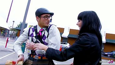 Black hair Cougar Wife Pick Up Nerd Boy on Street when her husband is away for Cheating Anal Sex