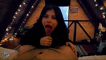 Dark Cabin POV Blowjob: I Sucked Him Deep in the Shadows, Swallowed Every Drop & Teased with My Tits | The Vegas Amateur Anniversary BJ