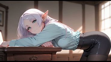 Frieren came to her boss to ask for a raise. Frieren has sex with her boss. Frieren hentai cosplay (AI-generated)