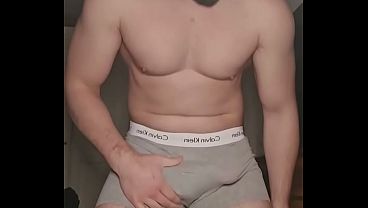 Grey Calvin Klein Boxer Edge by PhantomGentX! Master Rubs Bulge, Unpacks Thick Cock & Edges to Final Second