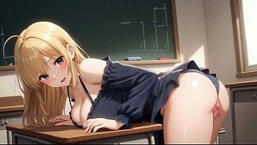 Horny Blonde Student: Short Skirt, Tit Play & Wet Pussy Masturbation AI Generation