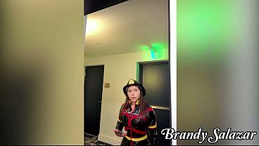 Hot Latina GF Brandy Salazar Cosplays a Fireman and Wants to Play with Your Hose