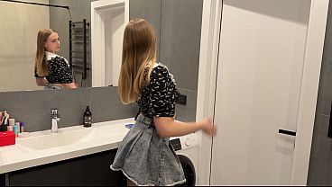 IMAGINE, I’M STUCK IN THE WASHING MACHINE! I fucked my stepsister in the washing machine