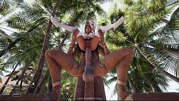 Lara Croft is a good girl because she takes the statue’s fat dick in her ass. 3D Hentai Game