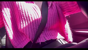 Sexy car ride with Artemisia Love and her juicy boobs solo car fetish