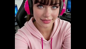 Super cute blue eyed girl Rosie performs an unreal blowjob / AI Generated