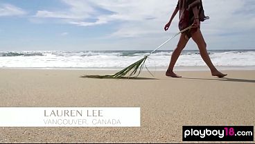 Glamorous big tits Canadian hottie Lauren Lee loves being nude at the beach