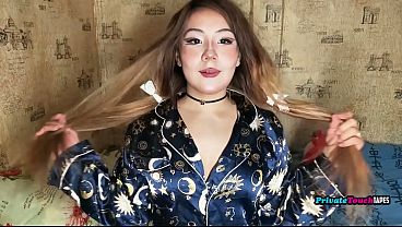 Russian chubby girl with big legs plays with her tight pussy with the dildo inside