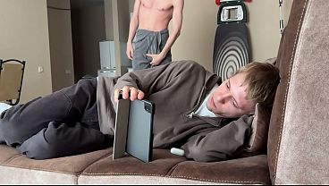 Big Cock Fresh from Shower Makes Friend Suck and Take It Raw