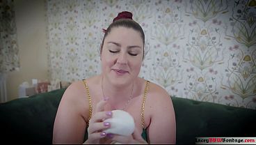 Big girl Lacey tied nd gagged while wearing green bodysuit being totally helpless in bondage
