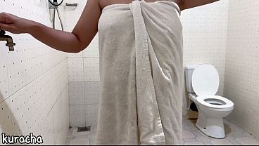 Doctor Showering in Hospital toilet attendant peaking on her