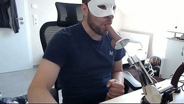 Gay Master made me eat my cum after using a fucking-machine to pound my ass and throat