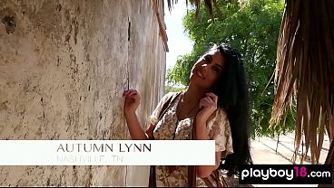 Gorgeous busty brunette MILF Autumn Lynn reveals all her secrets outdoor