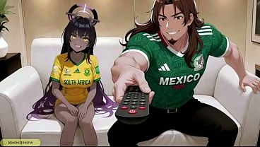 Karin de Blue Archive, pierde una apuesta de fútbol contra el Rey demonio. México se folla a Sudáfrica 2 – 0 • Mundial 2026 • AI generated