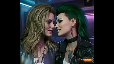 Rogue Amendaries x Alt Cunningham lesbian  (Cyberpunk 2077 /  AI generated. )