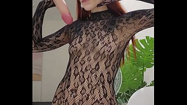Sloppy Deepthroat & Pussy Slapping in Sheer Fishnet Bodysuit
