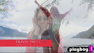 Small tits Olivia Preston passion posing before hot outdoor striptease