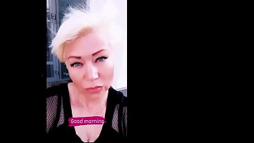 Very close-up shots of a mature slut’s pussy with purple hair and other parts of her slutty body…))