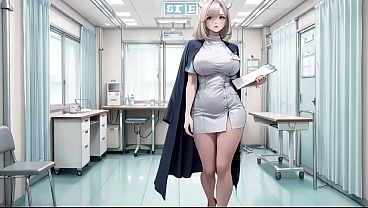 AI Generated- Blonde Nurse! Private moments in the hospital corridor, secrets hidden under that white coat are insane! Kneeling, glancing back, biting her lip with wet eyes staring right at you.
