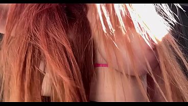 Artemisia Love sexy Milf making her juicy perfect big boobs bounce outdoor long hair fetish close up