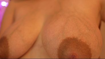 Close up big Latin tits and dildo fucking with pussy toy then orgasm