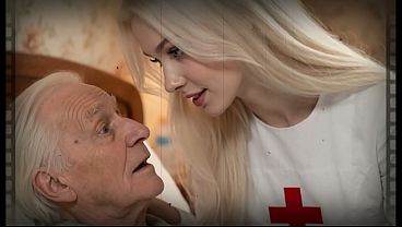 Nurse Katia seduces the old man, and he, with his rock-hard cock, fucks her until she swallows all his cum – AI-generated content