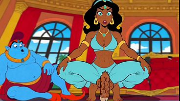 Princess Jasmine Has a Big Dick Grown Between Her Legs. Cartoon Arabian Fairy Tales for Adults