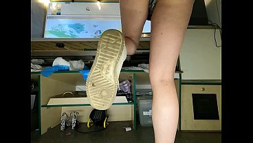 Sexy babe caught fixing her panties by hidden camera – voyeur pov
